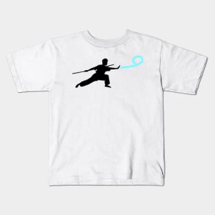 Wushu Wind Force Blow Silhouette Kids T-Shirt